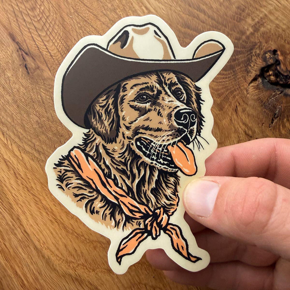 Golden Retriever Cowdog - 4 Inch Matte Vinyl Cowboy Dog Sticker