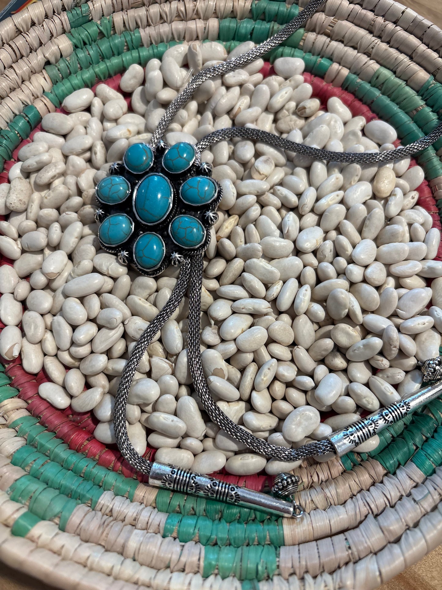 Turquoise Concho Bolo Necklace