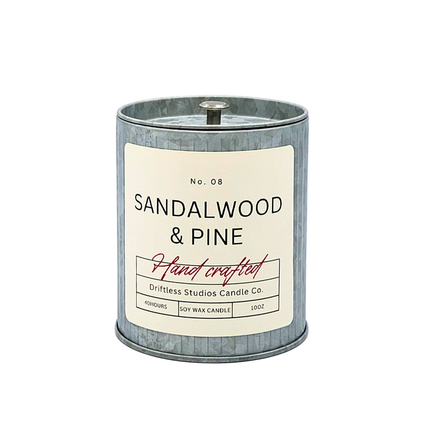 Sandalwood & Pine Candle- Galvanized Tin Container