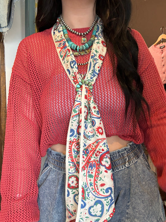 Red, White, & Blue Paisley Twilly