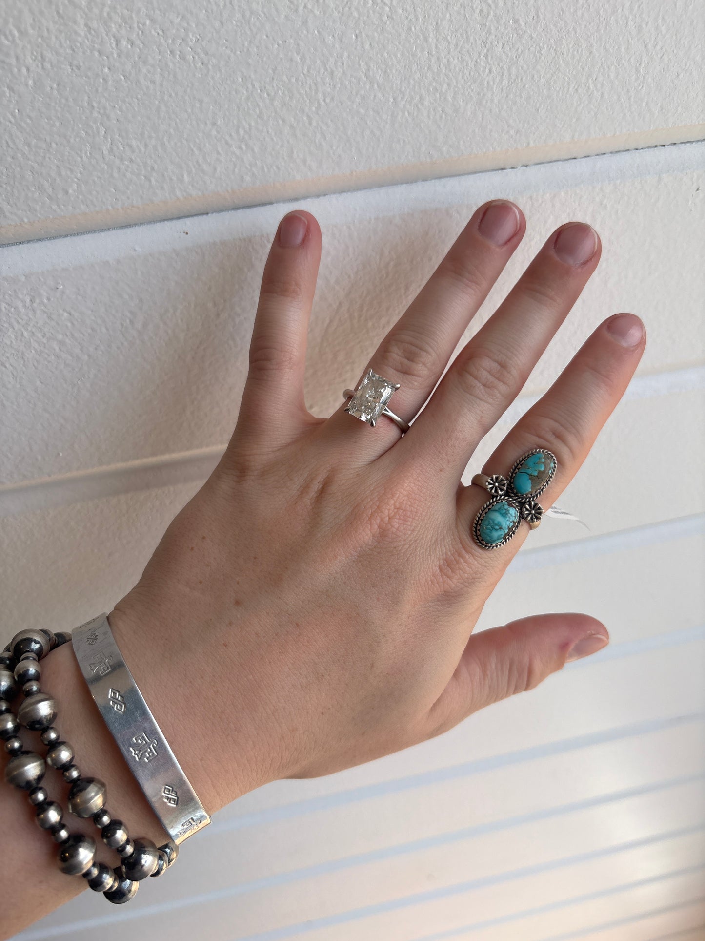 Number 8 Turquoise Double Adjustable Ring