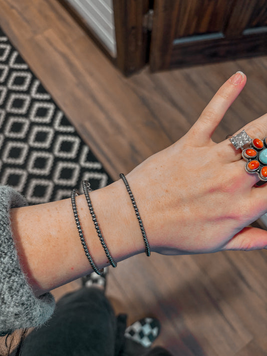2mm Sterling Silver Beaded Bracelet