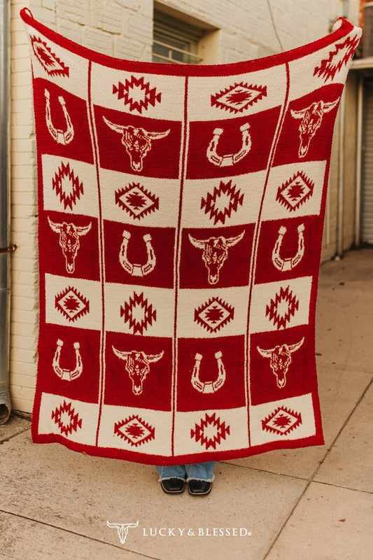 Retro Western Aztec Knit Blanket
