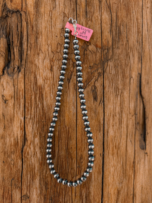 6mm 14” Sterling Silver Pearl Necklace