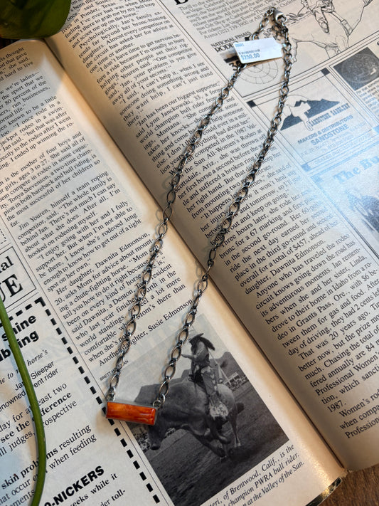 P. Spencer Native Made Orange Spiny Bar Necklace