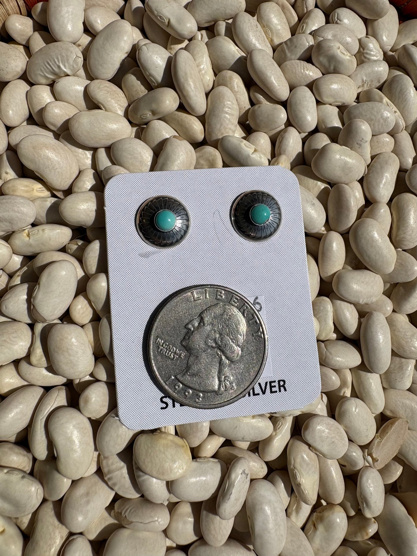 Mini Turquoise and Silver Studs C