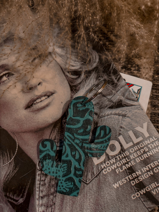 Blue Cactus Keychain