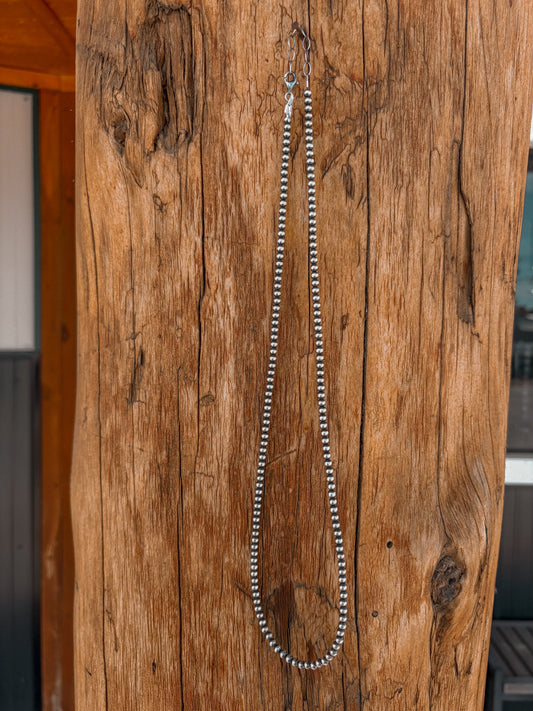 4mm 24” Sterling Silver Beaded Necklace