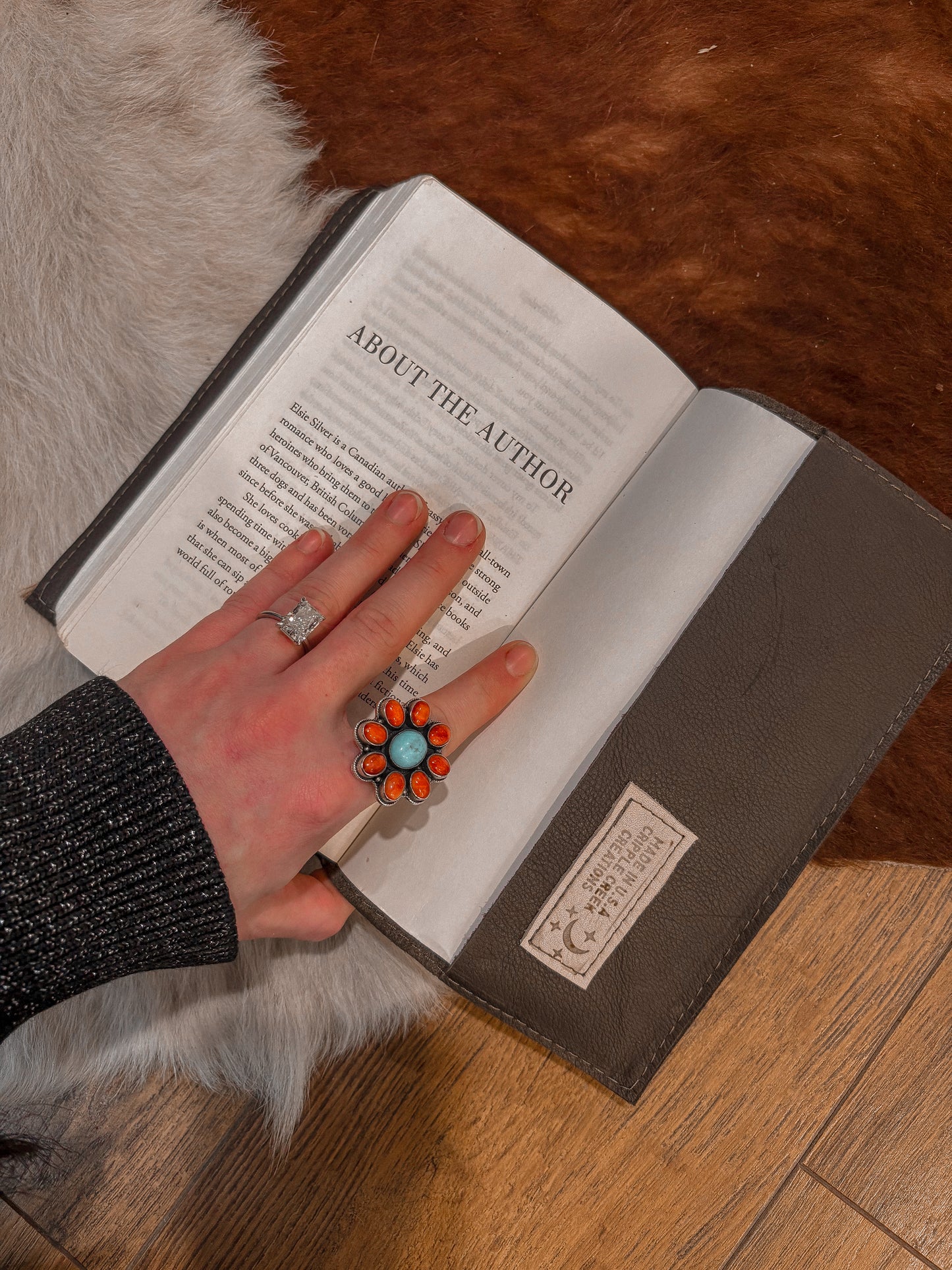 Long Tri-Color Cowhide Book-cover