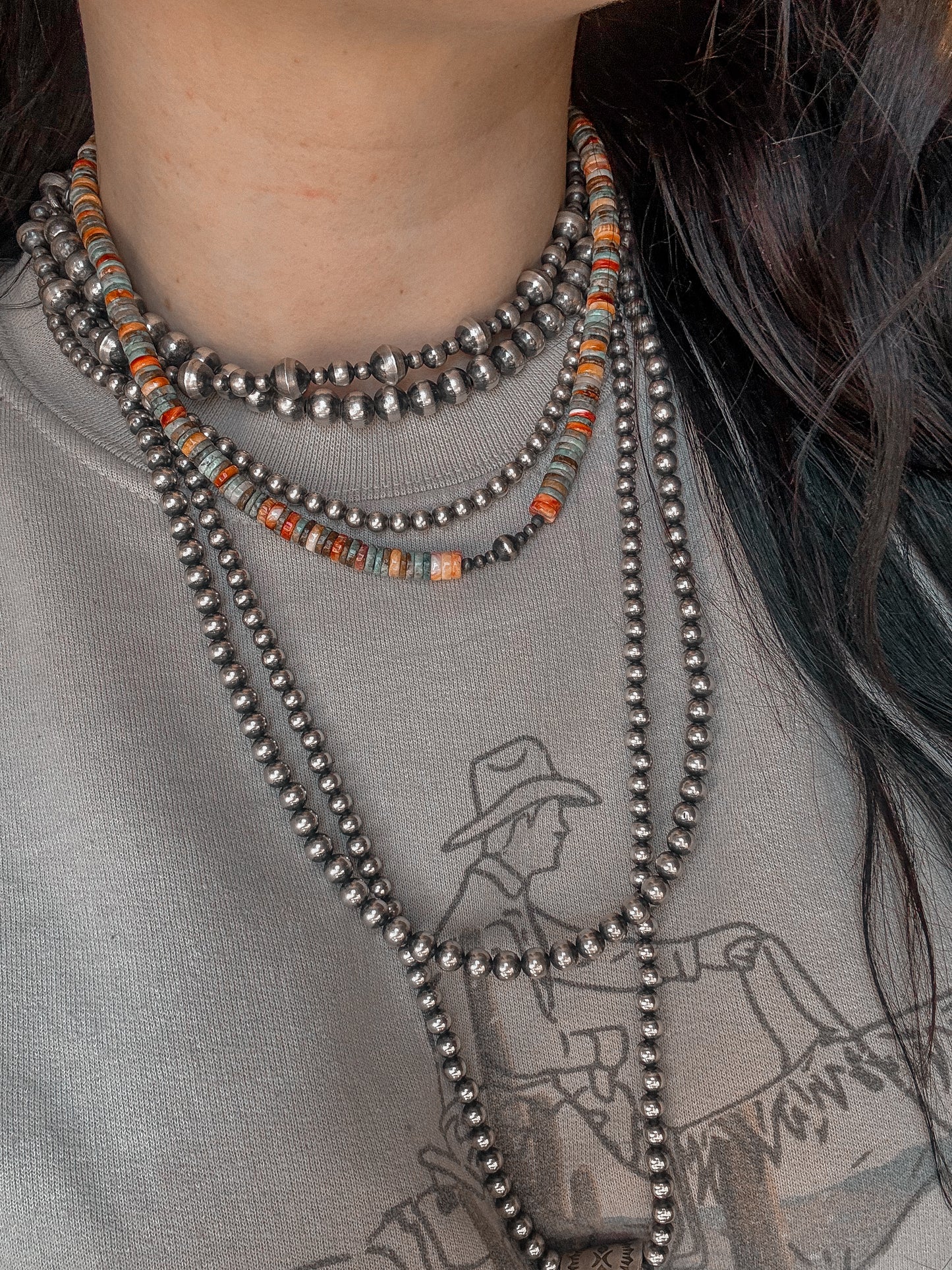 Mixed Stone & Sterling Silver Necklace