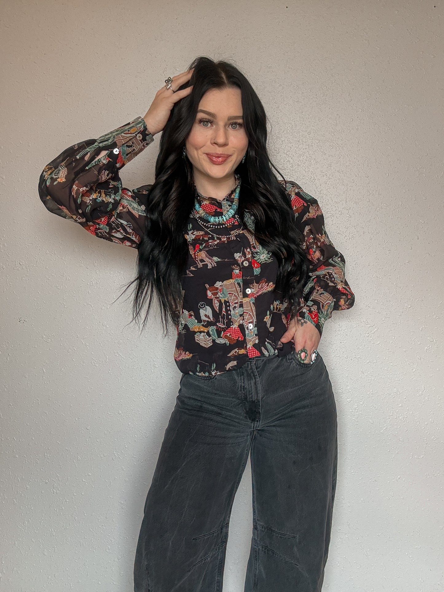 Wagon Wheel Mesh Blouse