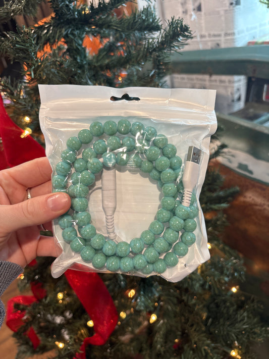 Dual Beaded Phone Charger *Light Turquoise