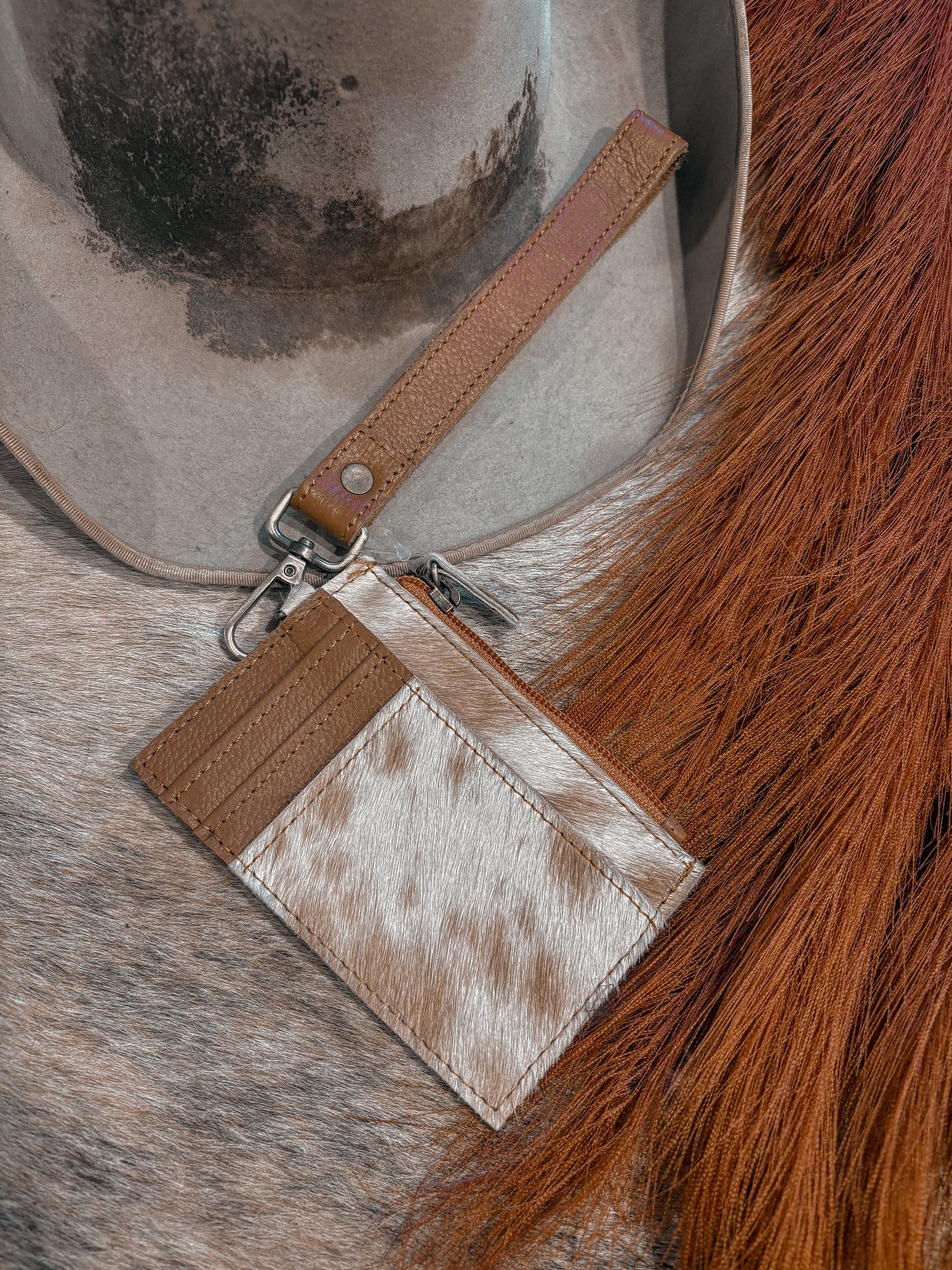 Cowhide Card Keychain