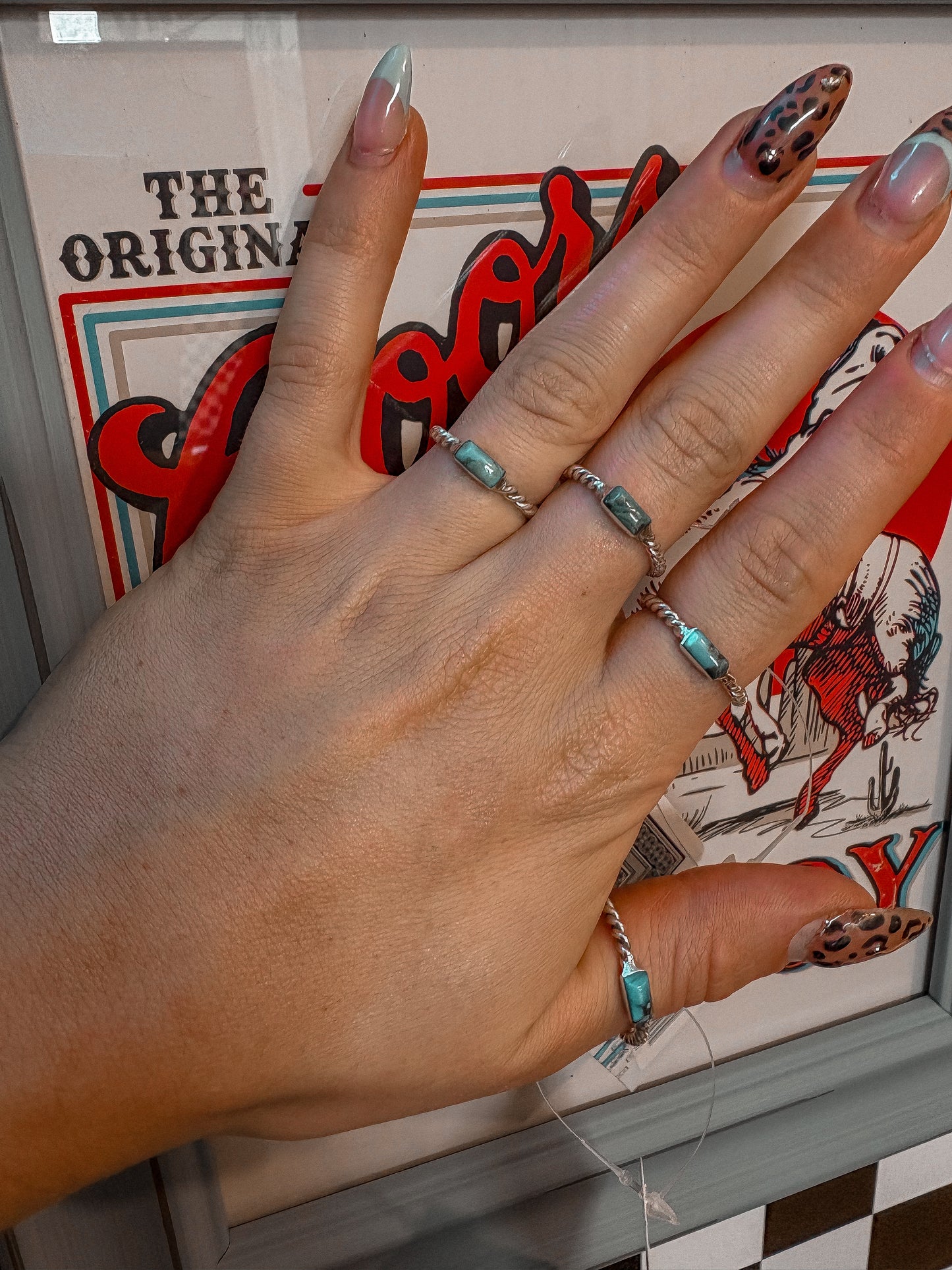 Rope Stacker Ring with Turquoise Stone