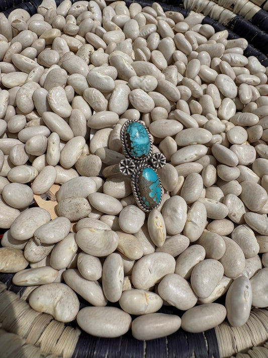 Number 8 Turquoise Double Adjustable Ring