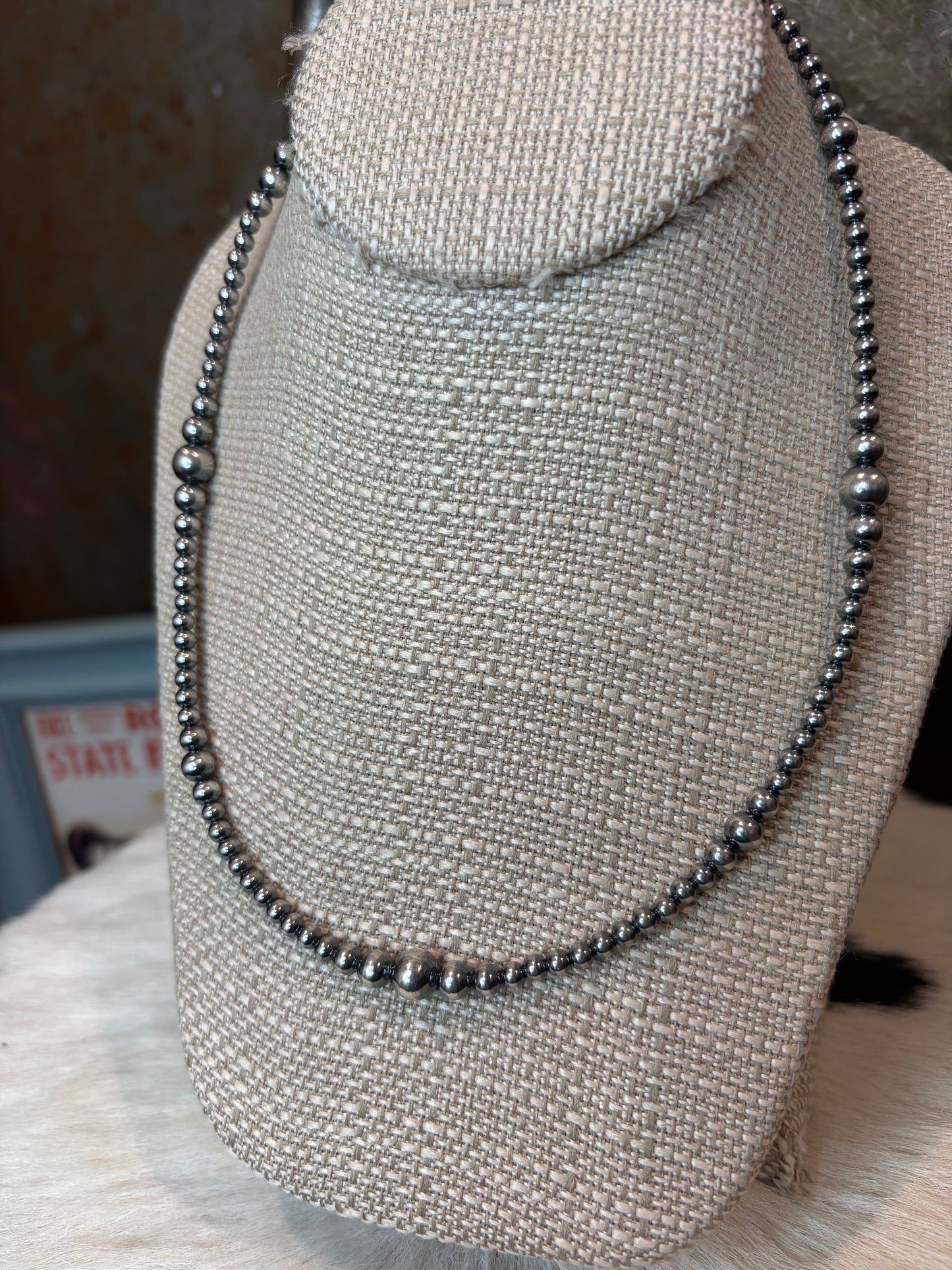 18 inch Graduated Sterling Silver Pearl Necklace