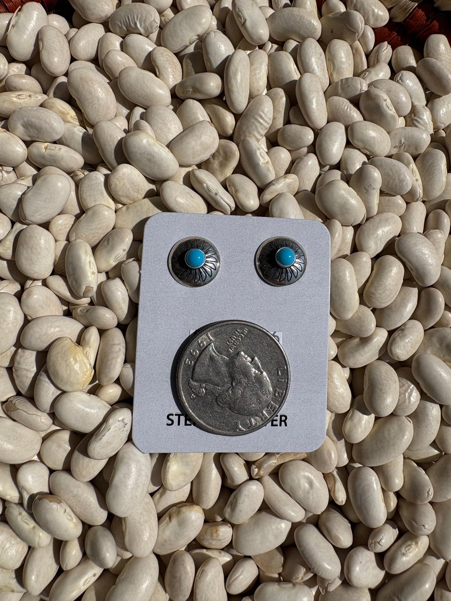 Mini Turquoise and Silver Studs B