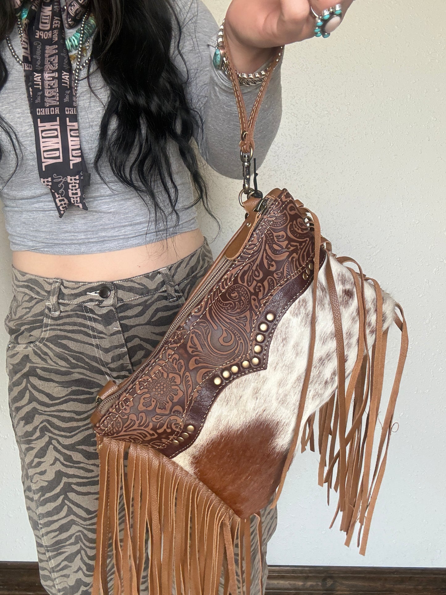 The Hills Cowhide Fringe Bag