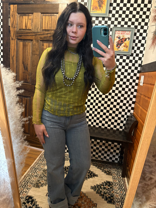 Lariat Lace Mesh w/ undershirt *AGAVE