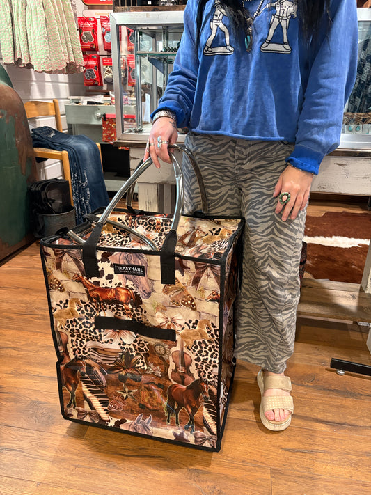 Large Western Collage Rolling Bag