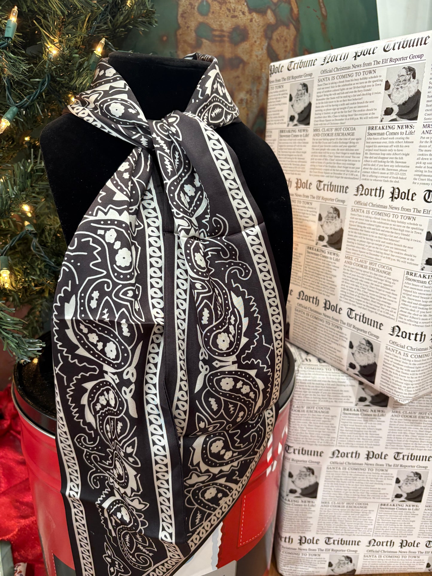Black and White Paisley Twilly