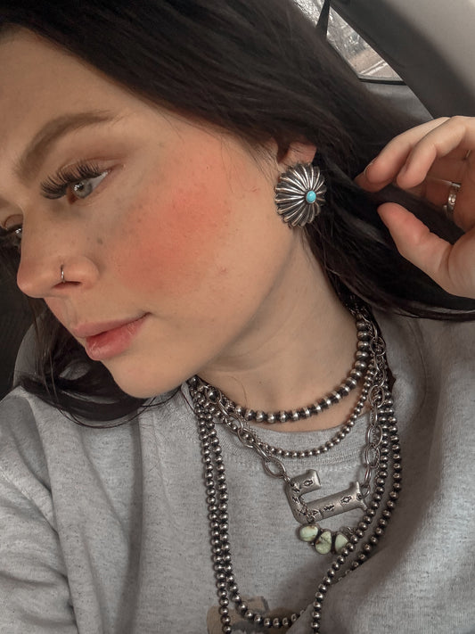 Large Cluster Concho Earrings with Turquoise