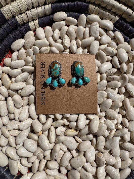 Number 8 Turquoise Blossom Studs