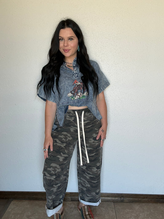 The Fairground Camo Barrel Jean
