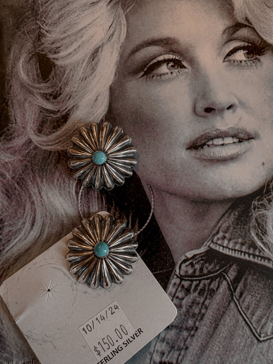 Large Cluster Concho Earrings with Turquoise