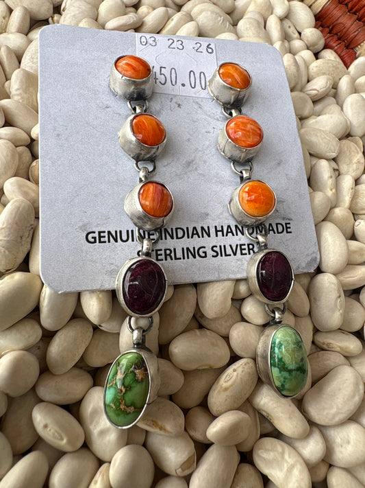 Native Made Multi Stone Dangle Earrings