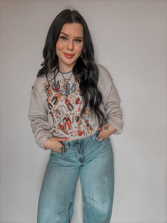 The Cowboy Party XOXO Art Crewneck