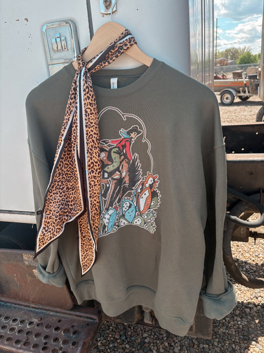 Cowboys & Cactus XOXO ART Hand-drawn Crewneck