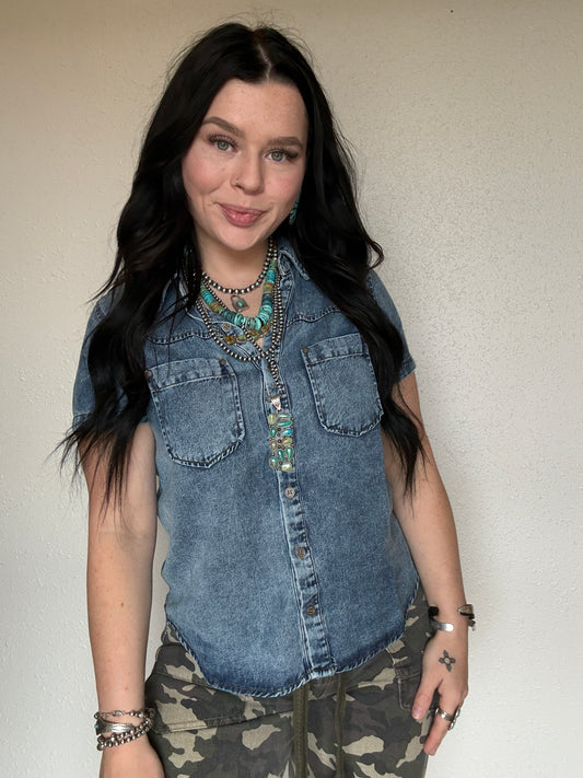 The Loretta Denim Short Sleeve
