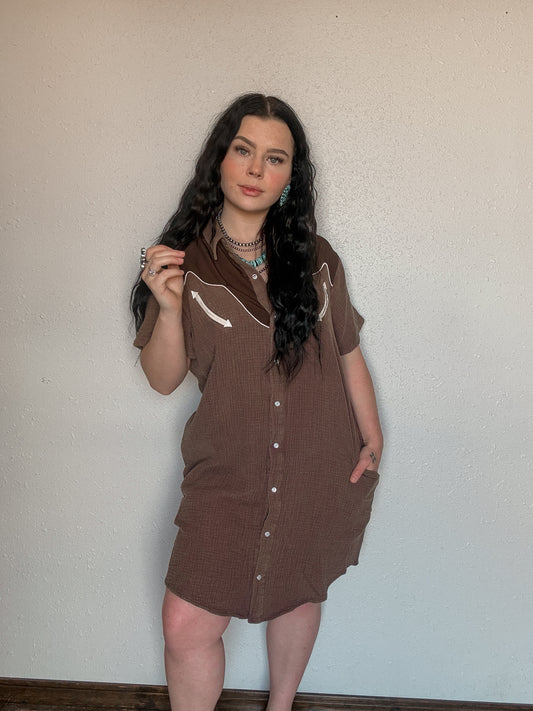 Ranchy Retro Pearl Snap Dress