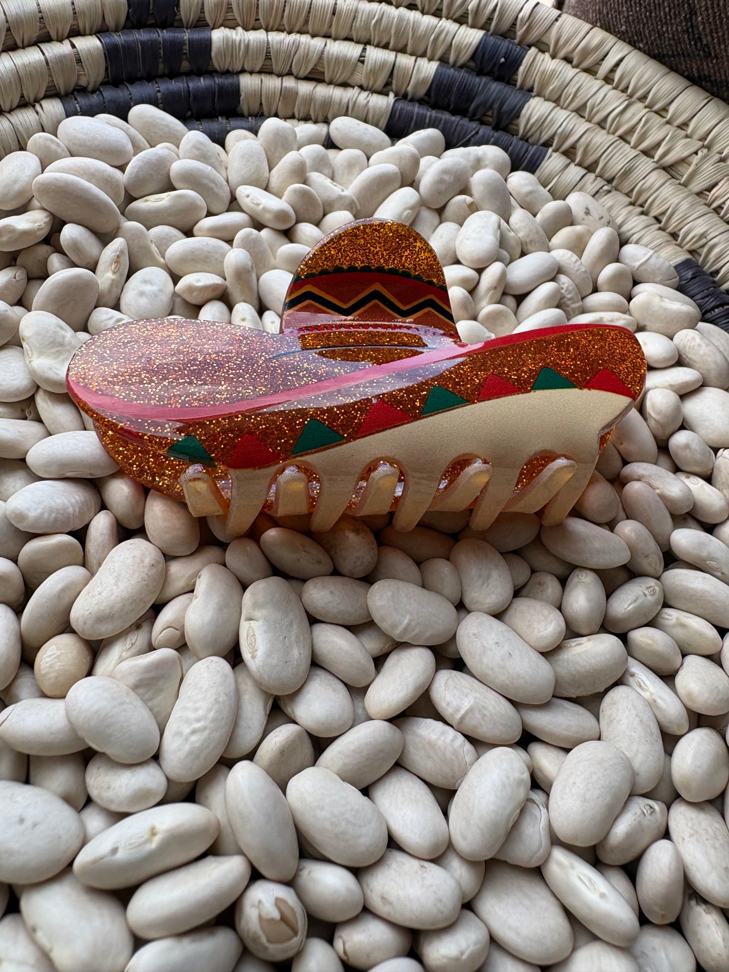 Glitter Sombrero Hair Claw, Mini Claw Clip