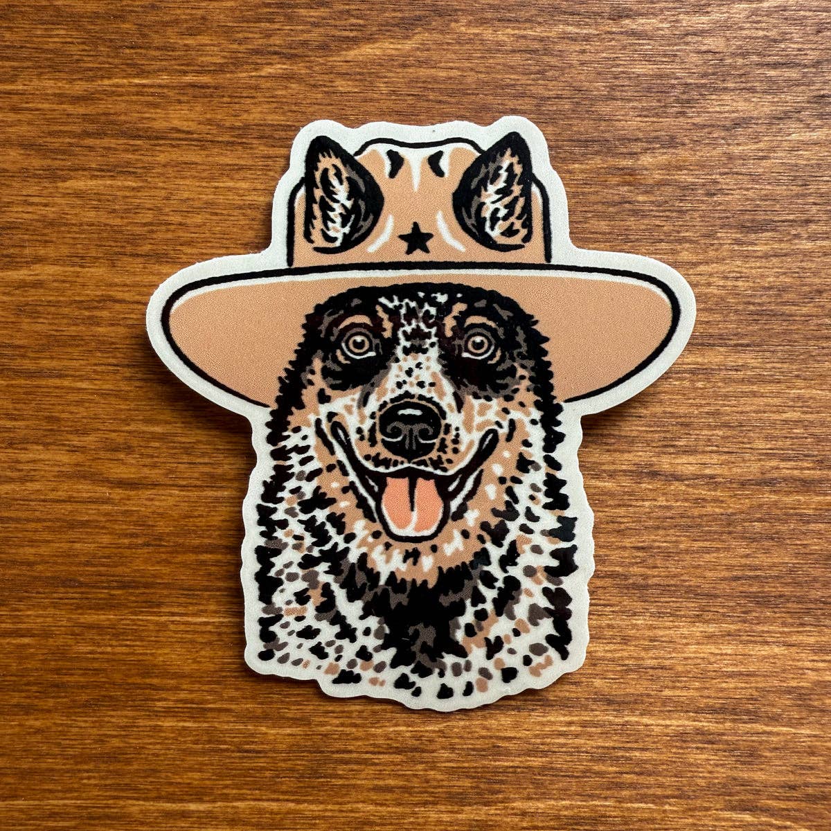 Blue Heeler Cowdog - 3 Inch Glossy Vinyl Cowboy Dog Sticker