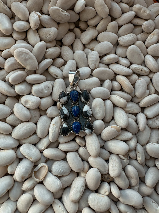 White Buffalo & Lapis Pendant B
