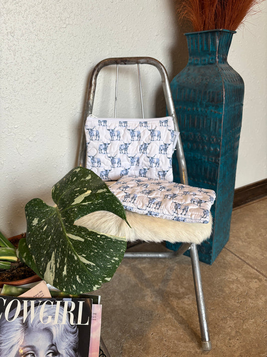 Longhorn Quilted Makeup Bag