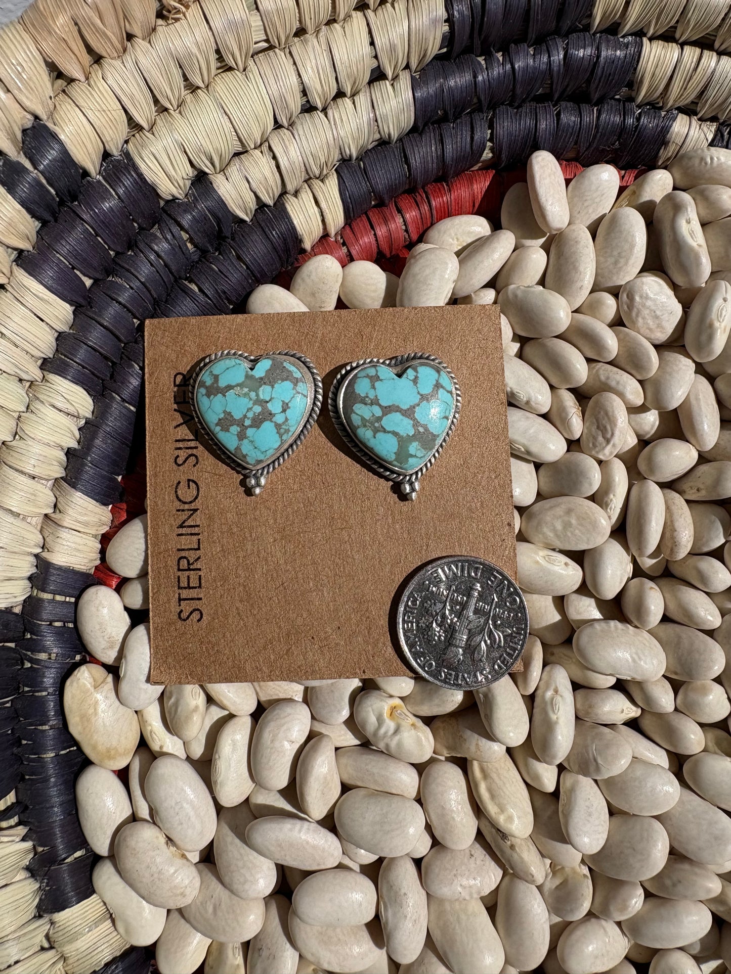 Number 8 Turquoise Heart Studs