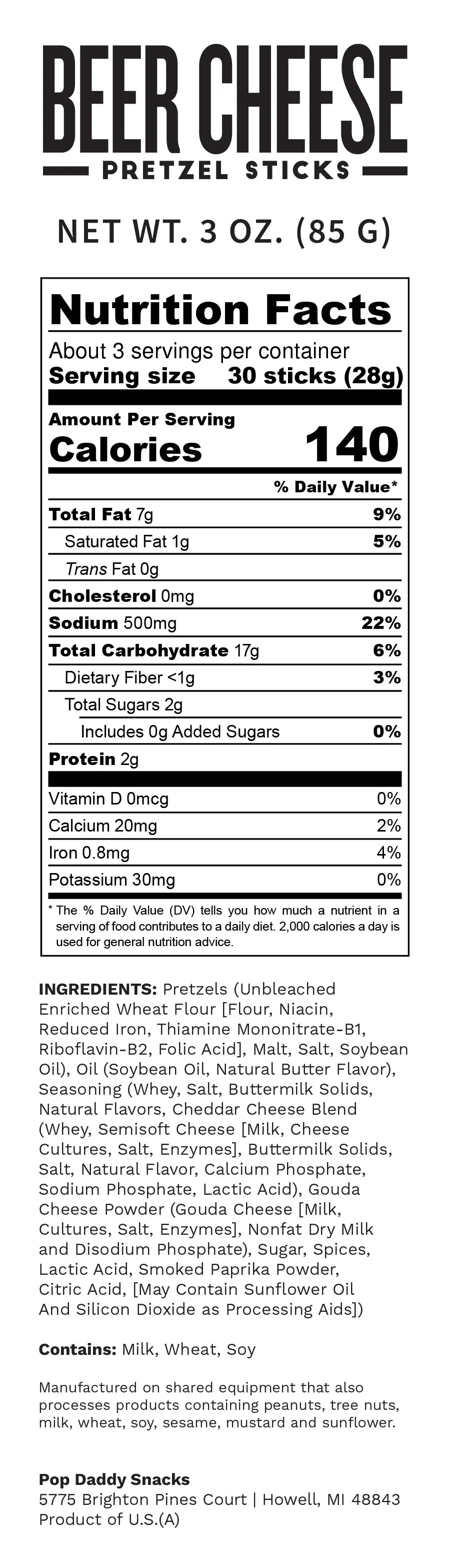 Seasoned Pretzels - 3oz - Beer Cheese