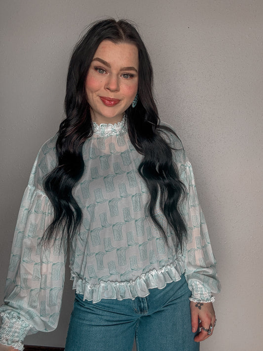 The Betty Boot Ruffle Mesh