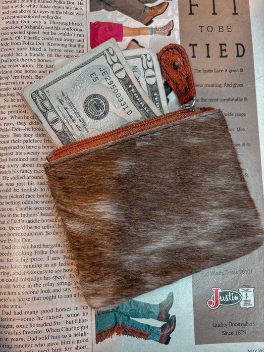 Red Ostrich & Cowhide Money Pouch