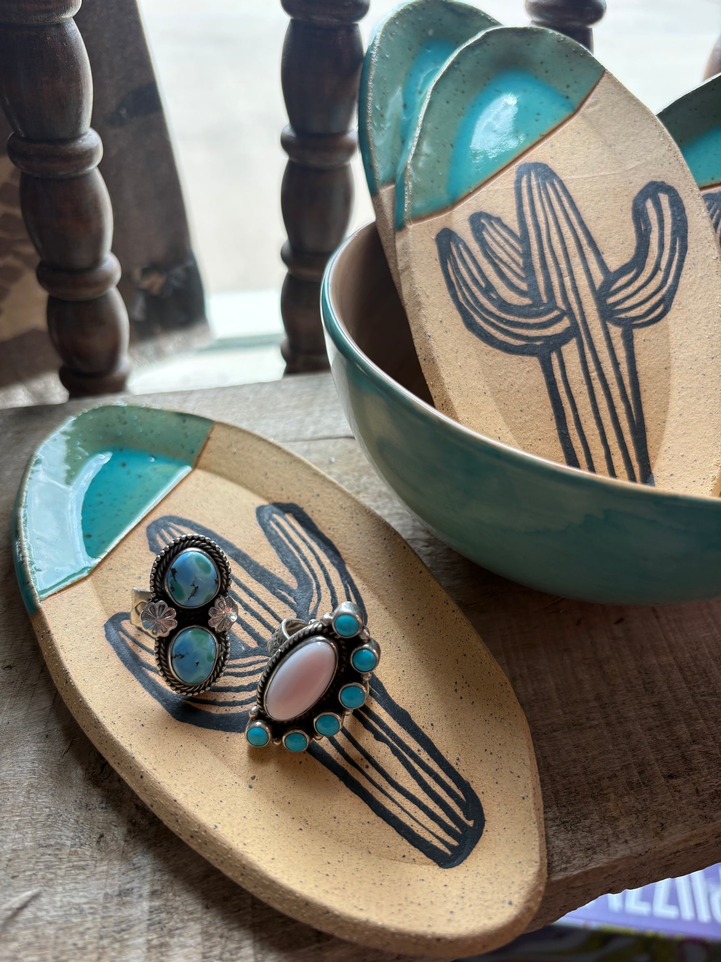 Saguaro Oval Trinket Dish *Teal