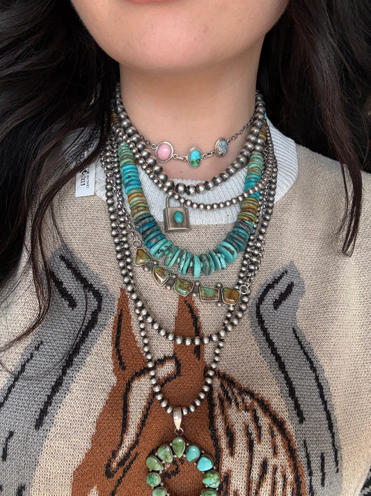 Multistone Necklace Golden Hills, Sonoran, Pink Conch
