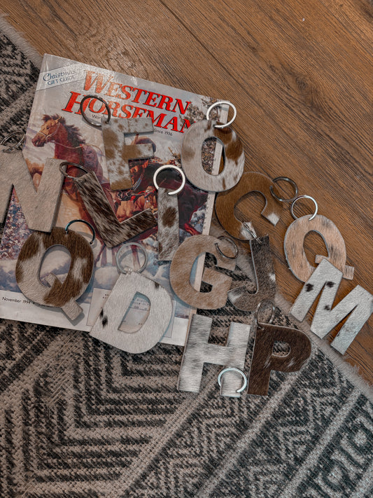 Large Cowhide Initial Keychain