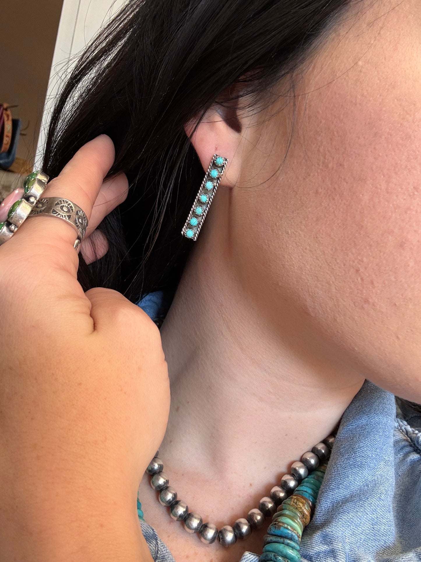 7 Stone Bar Earrings