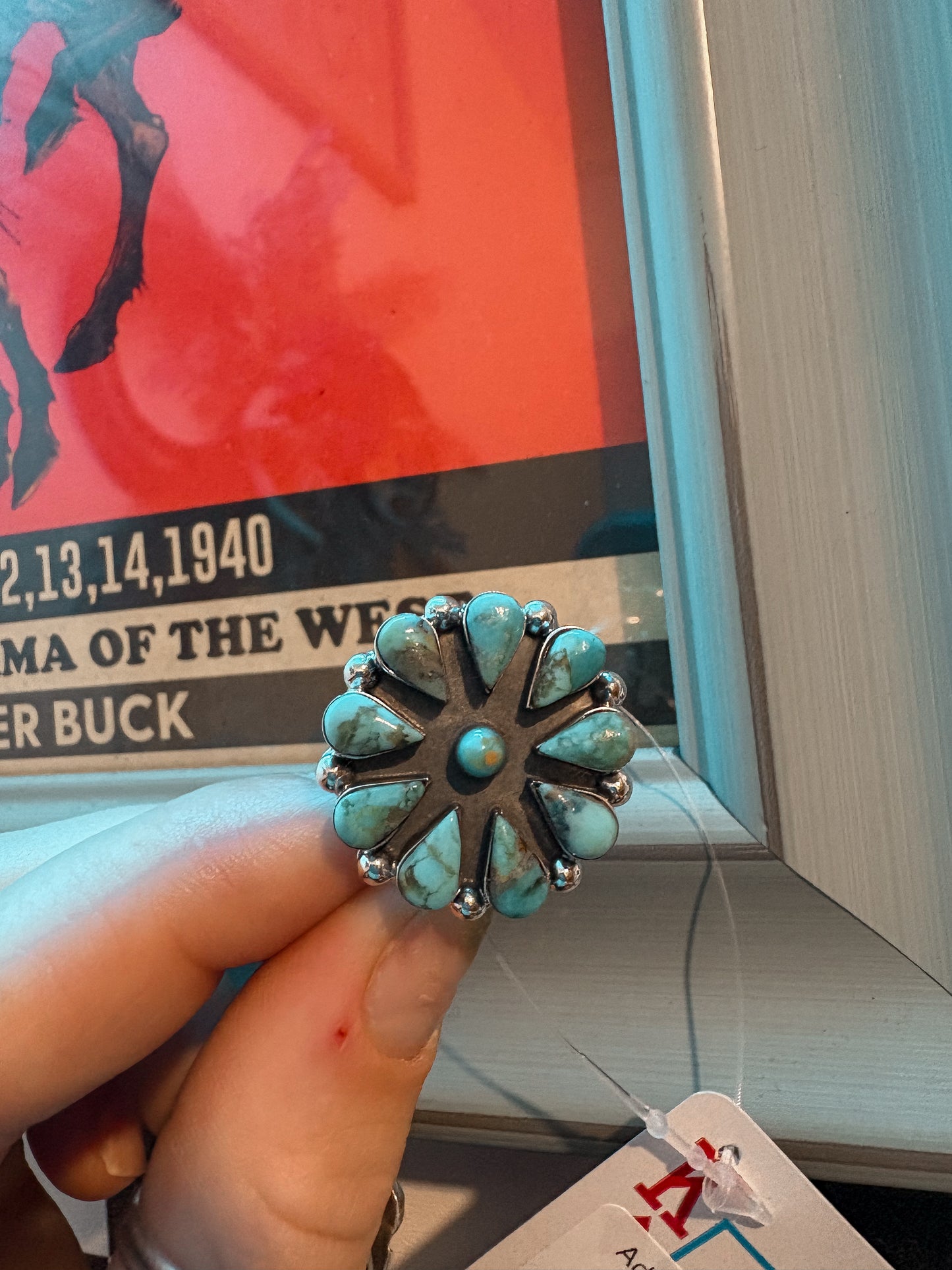 Adjustable Turquoise Cluster Ring