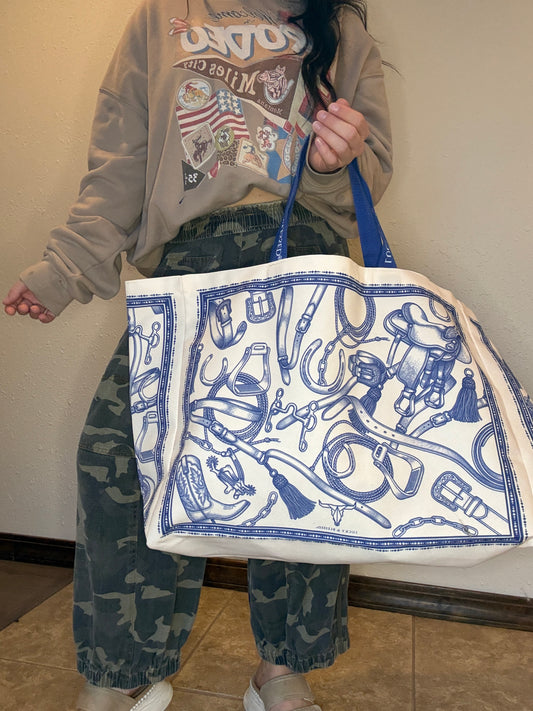Large Canvas Market Tote Bag *Western Collage