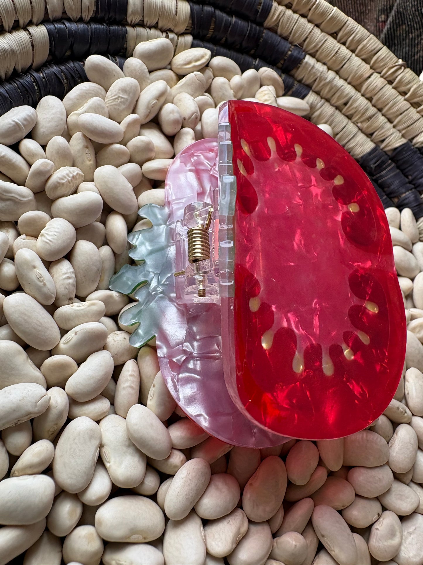 Red Tomato Slice Print Hair Claw Clip: Red