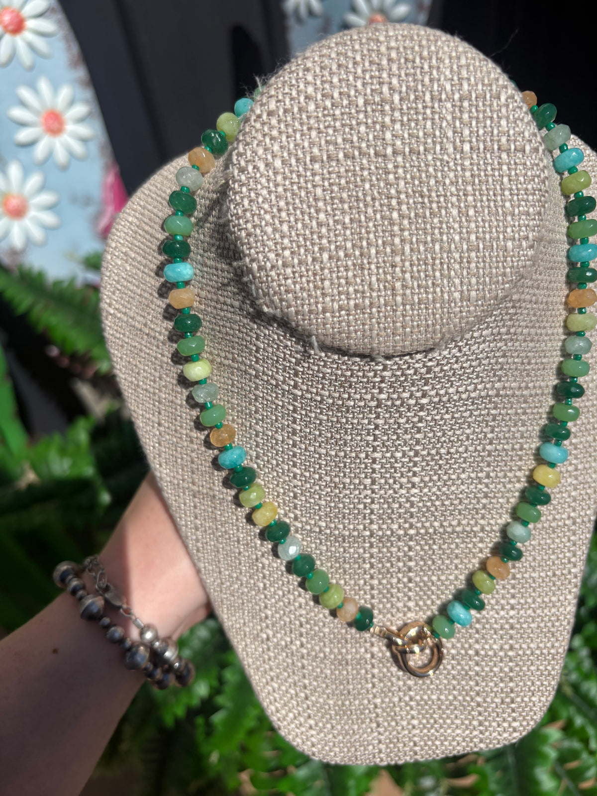 Green Pumpkin Beaded Necklace